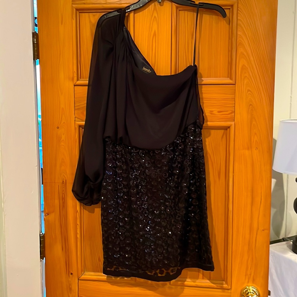 Black one shoulder Laundry mini dress sz 6
